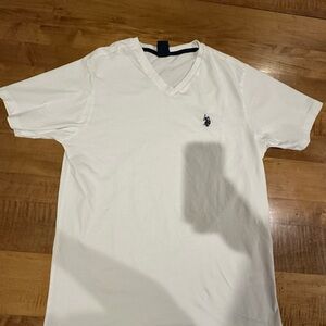 U.S. Polo Assn. White V-Neck Men's Tee
